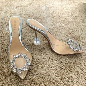 Gianni Bini Clear Jeweled Heels
